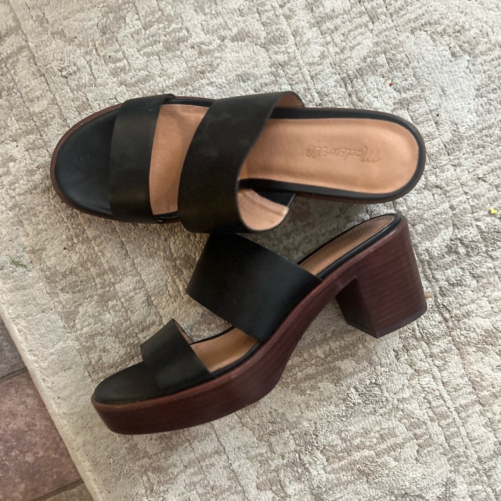 MADEWELL Black Block Heel Sandals 10.5